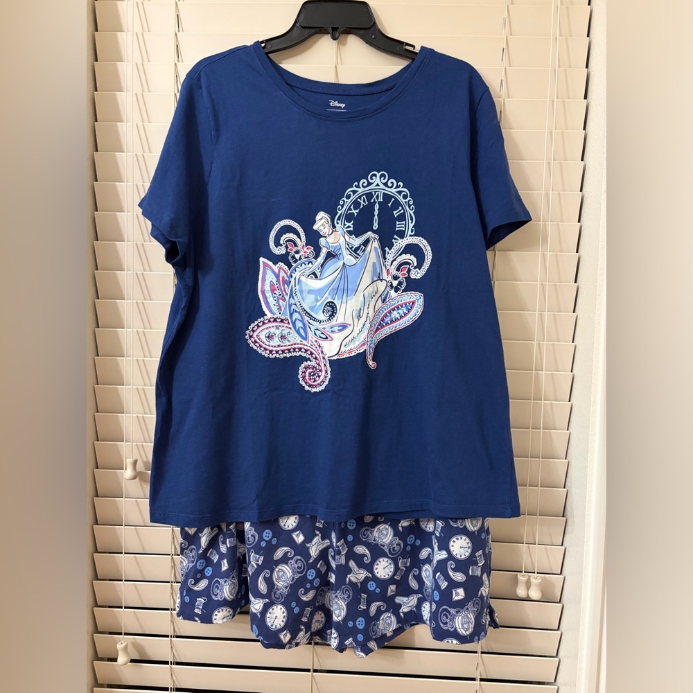 Vera Bradley Disney PJ’s Pajama Set Cinderella Princess Shirt & Shorts Women XL